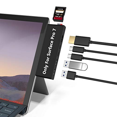 Surface Pro 7 Hub with USB C Port (60W PD Charging & 5Gbps Data) +USB C 5Gbps Data Port +2 Port USB 3.0 +4K HDMI Adapter +SD &TF Card Reader Converter Combo Adaptor Docking Station for Surface Pro 7