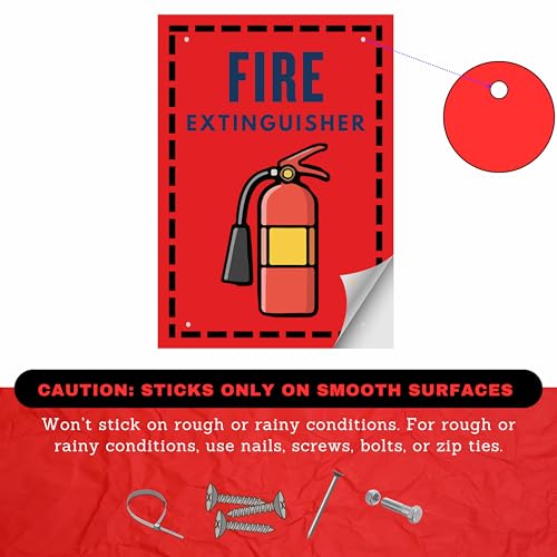 Image of Fire Extinguisher Sign Board Sticker 29 x 20 CM | Self Adhesive Safety Sign | Waterproof Coated Print | Pre-Drilled Holes | Wall Mount & Peel Stick | Pack of 1 (Fire Extinguisher, A4 - Medium - 1 Piece)