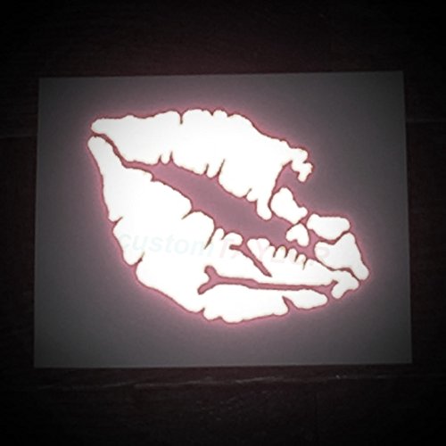 Customtaylor33 High Intensity Reflective Vinyl Death Kiss Skull Crossbones Lips Decal Bumper Sticker - Cars, Motorcycles, Helmets, Wind Screens, Laptops, Cellphones, (Se Pink, 3 Inch Wide, Pair) #TOP1