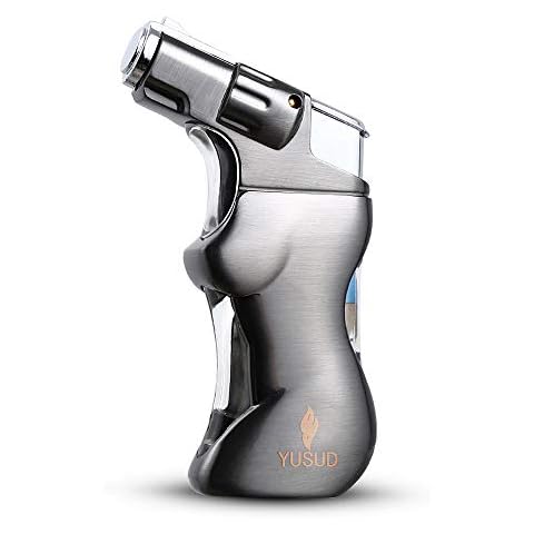 Yusud Fire Jet Cigar Torch Lighter Butane Fuel Refillable for Smoking with Unique Sexy Woman Body and Blue LED Light Design, Creative Gift Ideas for Man Cover