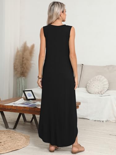 BELAROI Womens Plus Size Maxi Dress Sundress Summer Casual Sleeveless V Neck Pockets Beach Swimsuit Coverup Loose3