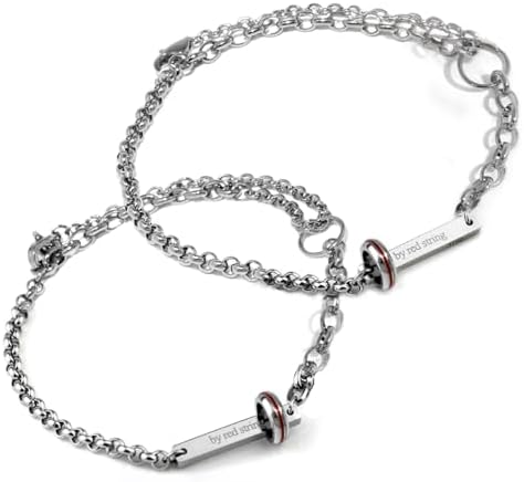 （23:30時点） ペアブレスレット ペアアンクレット カップル ステンレス つけっぱなし 本物の赤い糸 お揃い 大人 シルバー メンズ レディース 金属アレルギー対応 ブランド シンプル ギフト プレゼント 2way サイズ調整可能