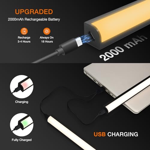 Image of Under Cabinet Lights Remote Control,4 Pack Magnetic Rechargeable Light bar,Under Cabinet Lighting Wireless,Ceiling and Under Counter Lights for Kitchen,Wardrobe,Shelf (Black, 30 CM)