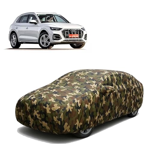 Image of Sulfar 100% Waterproof Car Body Cover Compatible with Mirror for Audi Q5 with Long Lasting Durable Material (Triple Stitched, Full Bottom Elastic, Camouflage Army)