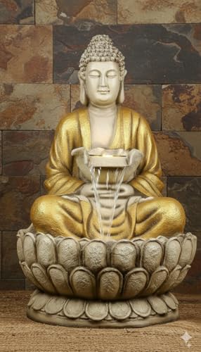 Image of Resin Buddha Statue Decorative Water Fountains for Outdoor Living Room, Office, Garden 4 Feet Large Buddha Fountain, Sitting Pose, Large Big Size (Jarkan)