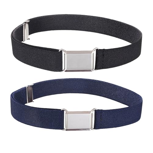 Mikiuly Cinturón Niño, Cinturón Elástico Extensible para Niños, Cinturones Elástico para Niño, para Niños Niñas, Vaqueros Pantalones Cortos Vestido, con Hebilla Cuadrada, 2 Piezas