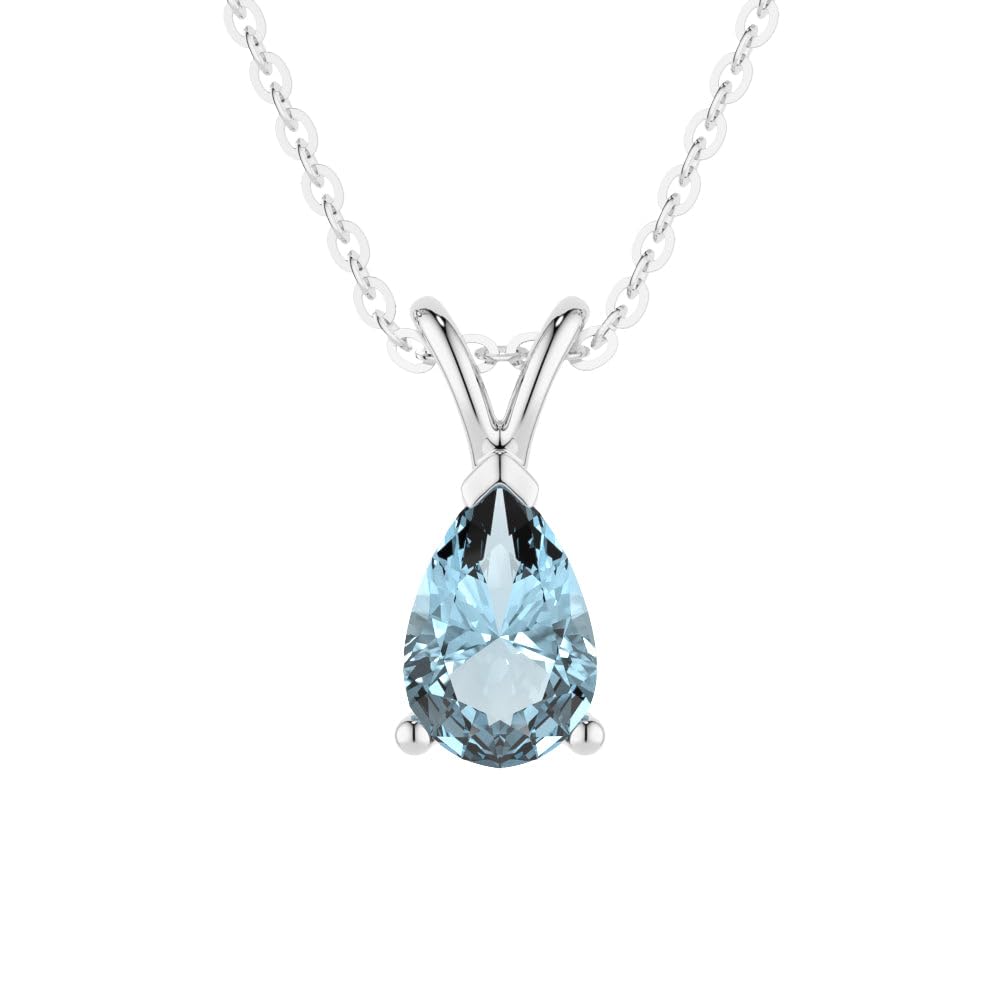 MSBLUE® 1.5ct Pear-Shaped Gemstone Pendant Necklace, Mothers Day Gifts