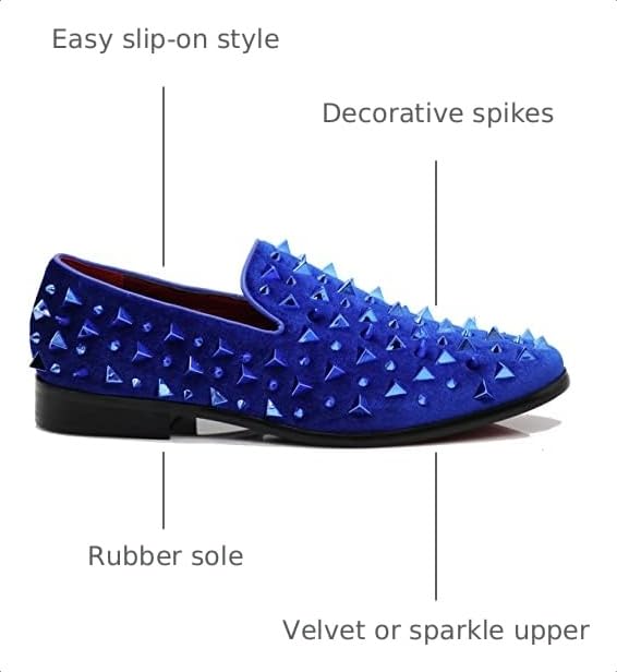 Image of SPK16 Men's Vintage Spike Dress Loafers Slip On Fashion Shoes Classic Tuxedo Dress Shoes