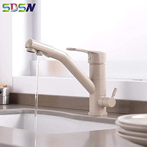 Robinet d'eau de cuisine chaude et froide couleur avoine chrome