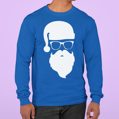 shop4ever Hipster Santa with Sunglasses Christmas Long Sleeve Shirt3