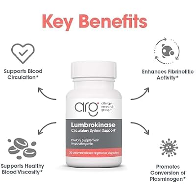 Allergy Research Group ARG Lumbrokinase - 32 mg Lumbrokinase - Circulatory System Support - Delayed-Release Capsules - Gluten-Free & Non-GMO - 15 Servings - 30 Capsules