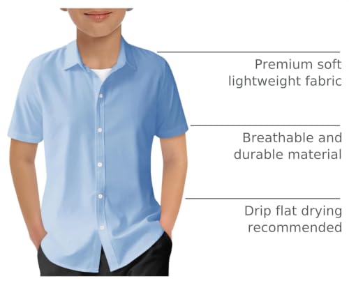 Image of Haloumoning Boys Short Sleeve Dress Shirts Button Down Formal Uniform Shirt
