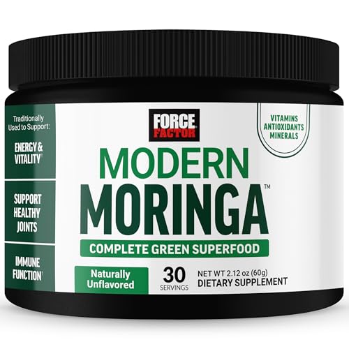 Force Factor Modern Moringa Powder to Support Energy, Vitality & Immune Health, Complete Green Superfood with Antioxidants, Naturally Unflavored, ~30 Servings