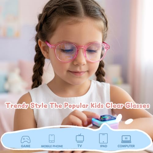 Image of Blue Light Glasses for Kids, 3 Pack Toddler Kids Clear Eye Glasses with UV400 Round, Fake Glasses Age 6-15