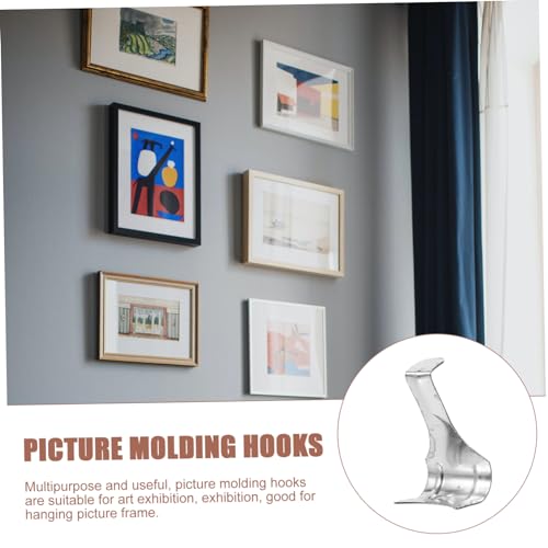 Image of 50Pcs S Shape Heavy Duty Picture Rail Hooks Sturdy Picture Hanging Hardware for Art Exhibitions Easy to Install Molding Hooks for Frames and Displays