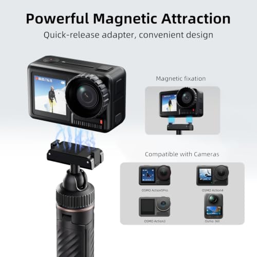 Image of Celfiexpt 66cm Extendable Action Camera Tripod with Integrated Magnetic Quick-Release Mount, 360 Adjustable Ball Head, Camera Stand for DJI Osmo Action 3 /4 /5 Pro & Osmo 360 (Camera Not Included)