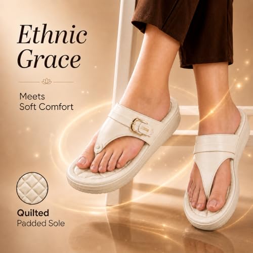 Image of Carrito, Women Wedge Heels Thong Sandals| Comfortable Flats Sandals | Comfort Orthopaedic Sandals for Women| Doctor Slippers /Flip-Flops | Arch Support & Heel Cushion | Lightweight Anti-Skid Sole | Ultra-Cushioned Shock Absorbing Footbed | Available in Open Toe & Toe Separator Style