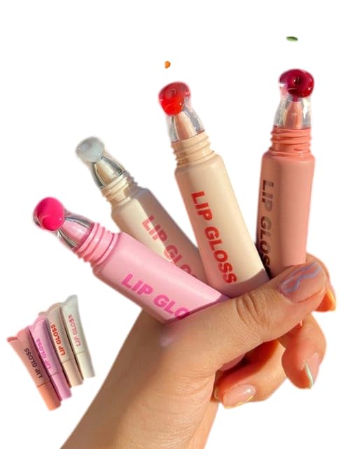 Korean Crystal Glaze Lip Care Set of 4 | Moisturizing Glass Shine Lip Gloss Collection | Hydrating Non-Sticky Lip Treatment (10 ml Each, Multi Flavor) for Girls & Women-picture-32