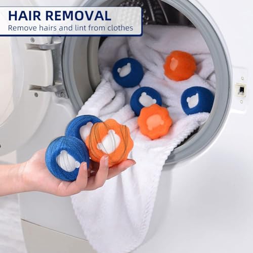 Image of 10 Pcs Pet Hair Remover for Laundry, Washing Machine Hair Catcher, Dryer Balls for Clothing Dog Cat Pet Fur Remover (Orange+Blue)