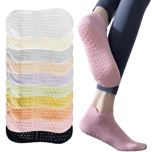OrbiflexY Women's Low Cut Mesh Ventilated Non-Slip Grip Socks For Yoga Pilates Barre Athletic With Non-Skid Bottom (US, Alpha, One Size, Regular, Regular, 2 Pairs, Purple Skin)