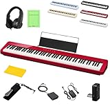 【Amabile公式】 アマービレ 純正アクセサリーセット カシオ 電子ピアノ PX-S1100 Privia 88鍵盤 コンパクト プリヴィア スピーカー内蔵 スタンド＆ヘッドホン＆ペダル＆椅子 軽量モデル 初心者にも最適 CASIO PXS1100 (通常保証,単品, レッド RD)
