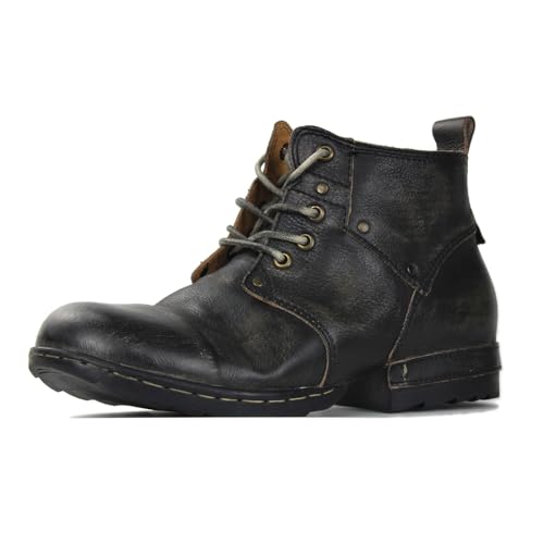 Men's Grippy Black Iron Piece Toe-tipped Design Chukka Boots Lace-up Motorcycle Casual Leather Dress Ankle Boot for Men Fashion 6015-3-A-R