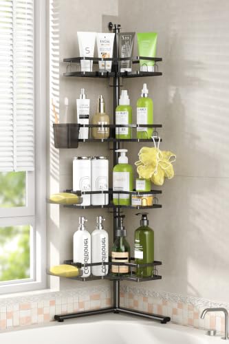 Standing Corner Shower Caddy - 4-Tier Rustproof Adjustable Shower Shelves