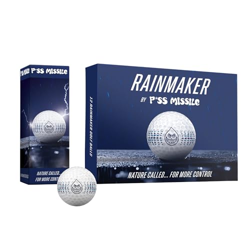Rainmaker Golf Balls by P*ss Missile - Performance Control Spin Feel - 3-Piece Ball Urethane Cover Medium Compression Core for Shot Shaping & Tour Pro Workability (Dzn)