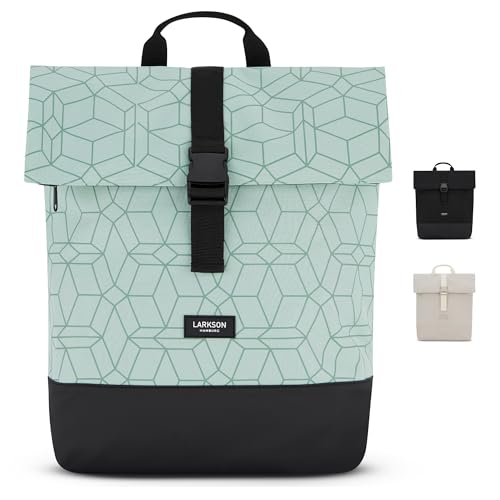 LARKSON Mochila Mujer y Hombre Verde - Tammo - Para Portátiles - Trabajo, Universidad y Viaje - Backpack Enrollable y Ligero - Repelente al Agua