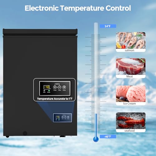 Image of COWSAR 3.5 Cu.Ft Chest Freezer, 14℉ to -40℉ Ultra-Low Temperature Deep Freezer with 2 Removable Stainless Steel Baskets, Electronic Control, 7 Level Adjustable Thermostat