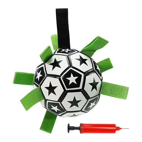 Zynphancer サッカーボール 犬用 屋外ドッグボール 高強度ゴム製 空気バルブ付き プロエアポンプ対応 キャンプ ビーチ 向け