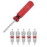 DikGifk Ventilausdreher für Autoventile, Rot Doppelseitig Ventilausdreher, Autoventil Schlüssel, Reifenventil Werkzeug, mit 5 Einsätze, für Fahrrad, Auto, Motorrad, LKW Reparaturwerkzeug
