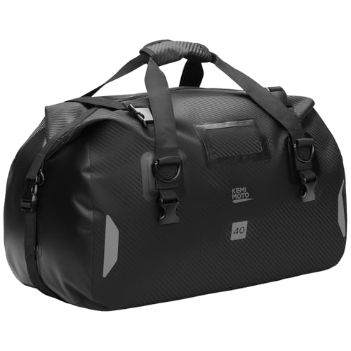 KEMIMOTO Motorcycle Dry Bag, Motorcycle Waterproof Duffle Tail Bag Soft Luggage for Motorbike Saddle Bag, Duffel Tail Bag Waterproof for Touring Adventure, Cycling & Camping, 40L