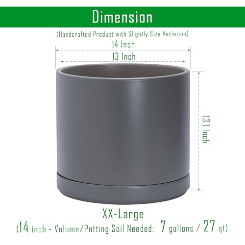 D'vine Dev Keramik-Pflanztopf, 35,6 cm, Grau, 94-O-G-3 – Ansicht 3