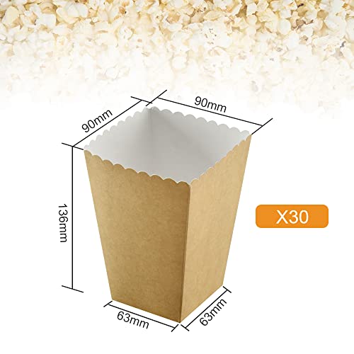 DECARETA 30 Pièces Boîtes à Popcorn Kraft Mini Contenant Pop Corn Sacs à Pop-Corn Carton Bonbons Conteneur Recipient Pop Corn Boite Pop Corn Marron pour Collations Bonbons Cookies Frites, 13.6*6.3cm