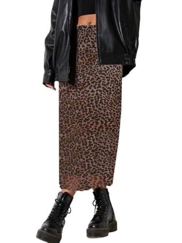 SOFIA'S CHOICE Midi Skirts for Women Elastic High Waisted A Line Flowy Floral Skirt