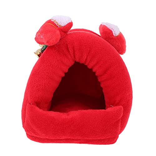 Milisten 1個 ハムスターの綿の巣 ケージ ペット モルモット用トイレ フリース 豚 ごみトレイ 人間サイズの犬用ベッド ハムスターの寝床 モルモットの檻 ネスト 猫ベッド リス 赤 Pp綿