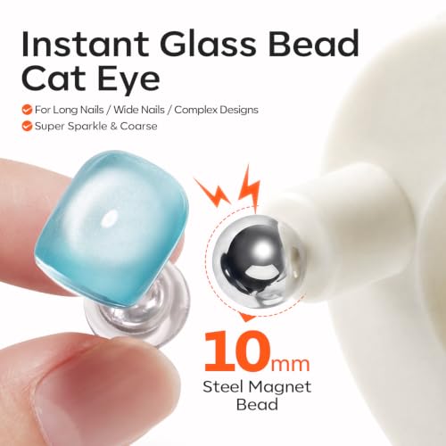 Image of Modelones Cat Eye Magnet for Gel Polish 5D Cat Eye Nail Magnet 3-in-1 Magnetic Nail Tool 360 Rotating Glass Bead Side-Light Effect for Velvet French Galaxy DIY Nail Art Designs