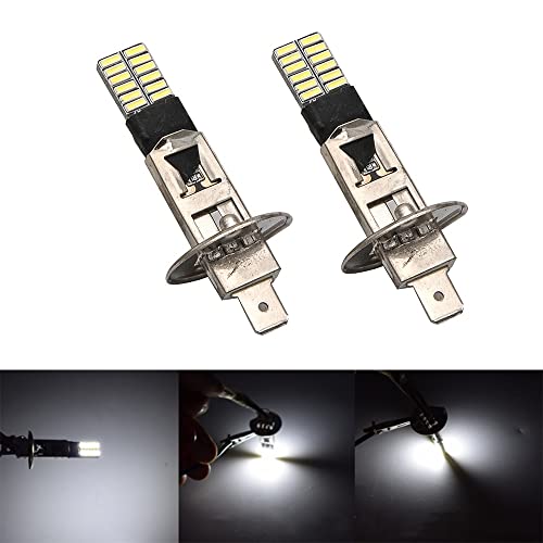 2PCs 6000K Blanc H1 CREE LED Antibrouillard, Baceyong Ampoules de phare H1, High Low Beam Light SMD Ampoules Véhicule Lampe Cover