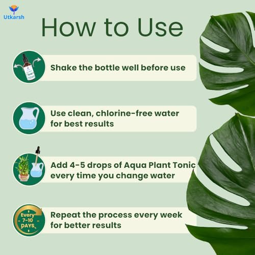 Image of Utkarsh Aqua Plant Tonic - 50 ml, Liquid Fertilizer for Plants Growing in Water | Premium Plant Food & Growth Booster for Lucky Bamboo, Aquatic and Money Plants, Pack of 1