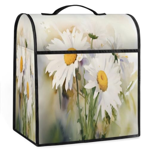 Coffee Maker Cover Watercolor Daisy Flower Kitchen Appliance Covers Small Appliance Covers Blender Cover Juicer Cover Dust Covers for Kitchen Appliances with Top Handle and Pockets,Washable,C416