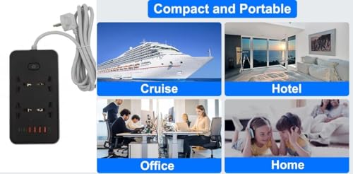 Image of Extension Board, Power Strip with 4 USB Ports and 4 Universal Socket, 2500W 10A Extension Cord, 3-Pin Surge Protector Power Strip for Home, Office, Computer, Mobile Charging (Z66-White)