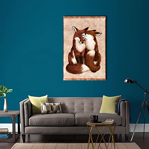 Hayoy Fox Couple Wall Art,Japanese Wall Decor,Poster For Room Aesthetic,Fox Mural Canvas Print,Living Room Bedroom Wall Decor Poster 12X18 Inches (Unframed) #TOP5