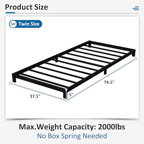 Fly-CTsoar 5 Inch Low Profile Twin Floor Bed Frame Heavy Duty Platform by Fly-CTsoar - Used condition - Image 2