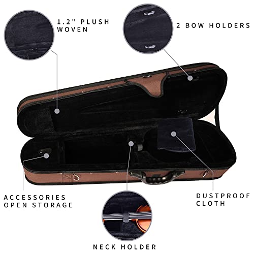 Adm 4/4 Full Size Violin Hard Case Basic Professional Triangular Shape Backpack, Super Light Suspension (Brown) #TOP4