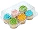 Decony Cupcake Boxes 6 Count [ MADE IN USA ]- Clear Plastic Cupcake Containers with 4