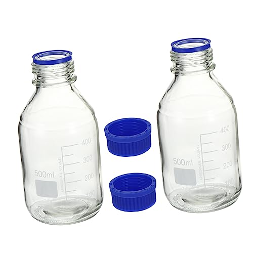 DECHOUS Multi-functional Lab Storage Bottles 2pcs Reagent Bottles Reusable Lids for School Experiments