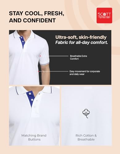 Image of Scott International Cotton Polo T Shirt | Collar Tshirts | Half Sleeves Plain T Shirt | T-Shirt |Tshirt for Men Stylish | Men's Tshirt