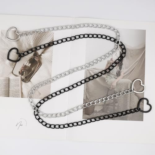 JJDreams Y Lariat Necklaces Heart O-ring Slip Chain Necklace for Women Punk Drop Heart Necklaces for Women Adjustable Long Chain Necklace - Image 5