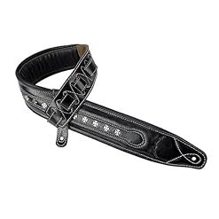 Walker & Williams C-35 Sangle rembourrée en cuir pleine fleur avec clous en métal Noir - Les Beatles, Paul McCartney, John Lennon, RIngo Starr, George Harrison Walker & Williams C-35 Sangle rembourrée en cuir pleine fleur avec clous en métal Noir – Image 5